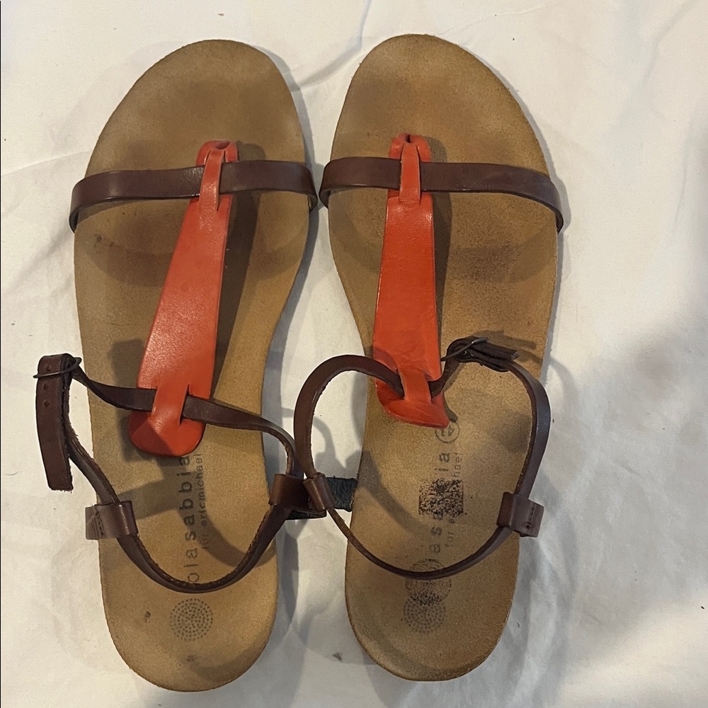 Madden Girl Orange and Brown Strappy Sandals